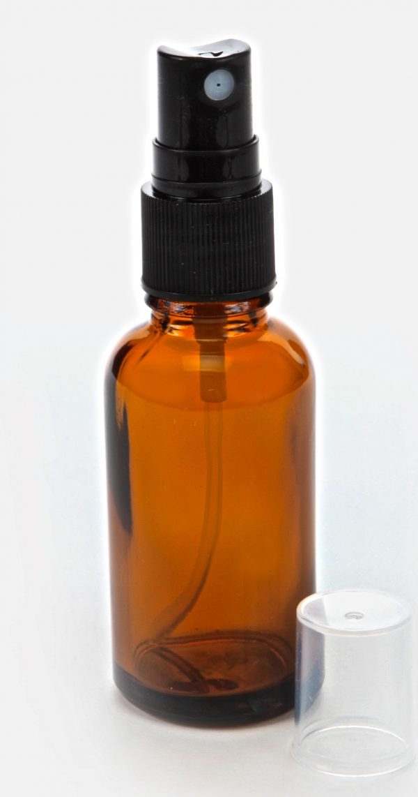 Amber Glass Bottle with Fine Mist Sprayer 2 oz (60 ml) - Comes in Box of 2