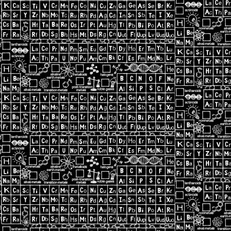Pre-Cut Half Yards - Timeless Treasures -Periodic Table - Black and white - Math & Science by Gail Cadden Collection
