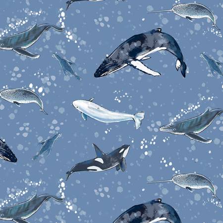 Timeless Treasures - Ocean Blue - Marine Mammals