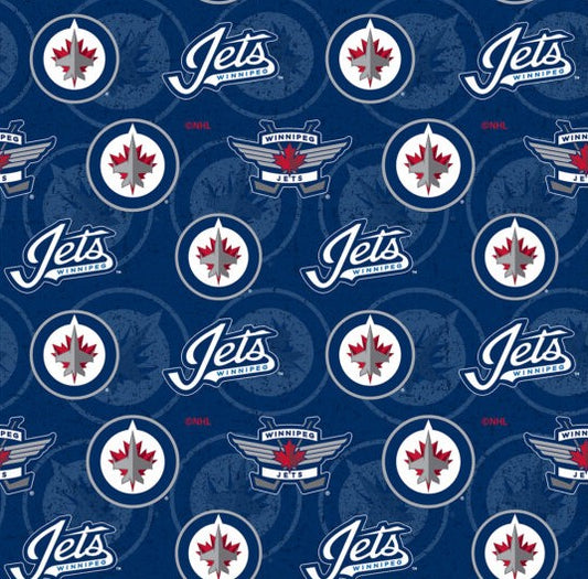 New for 2022 - NHL Hockey Teams - Winnipeg Jets - Quilting Cotton - Per Half Metre
