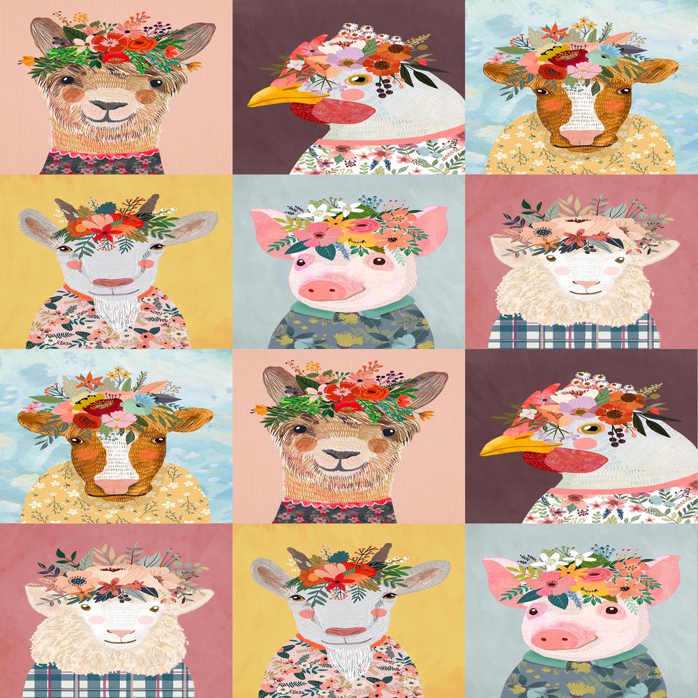 Panel - Farm Friends - Mia Charro - Animals - Multi