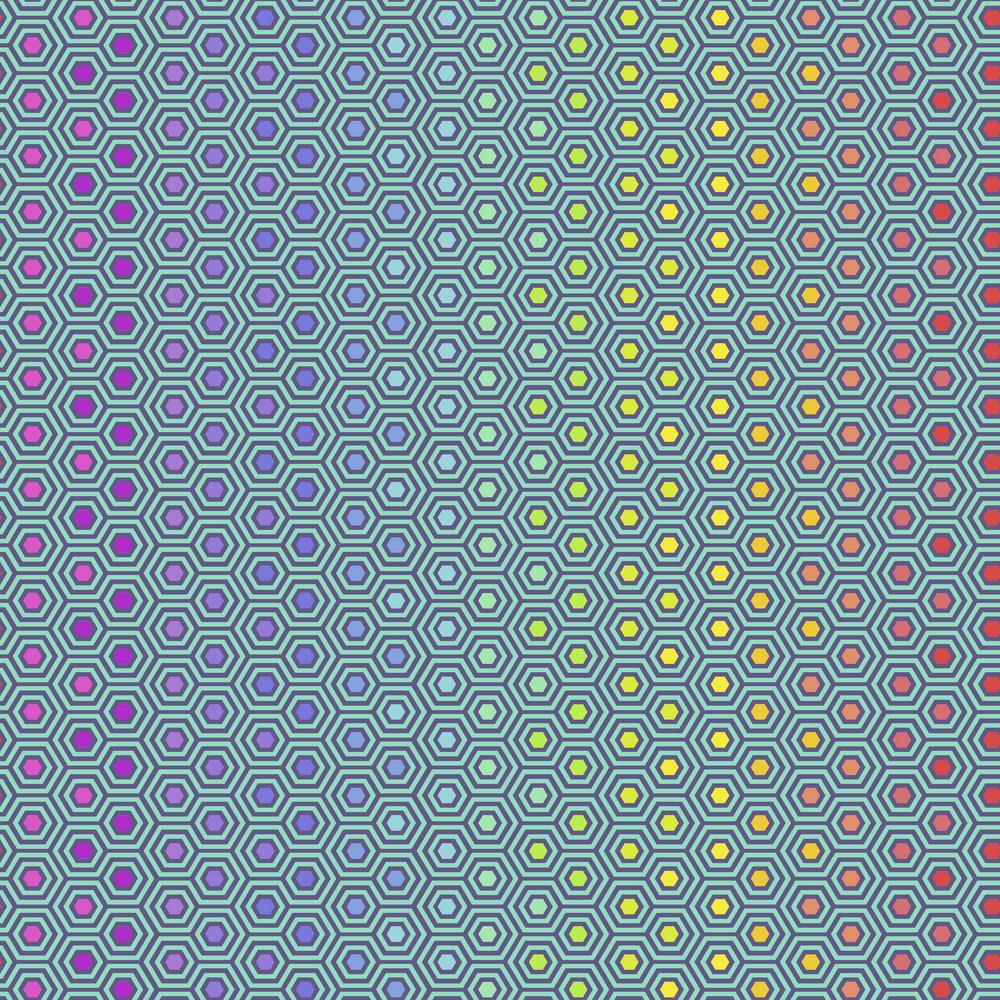 Tula Pink - Tula's True Colors - Hexy Rainbow - Peacock