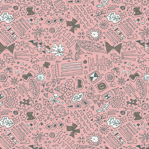 Art Gallery Fabrics - Sketchbook Collection - Doodlie Playful - Pink