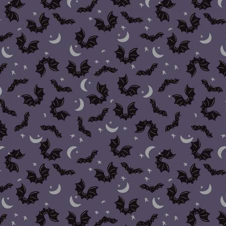 Riley Blake - Spooky Hollow - Bats - Eggplant - Sparkle