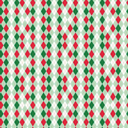 Riley Blake - Christmas Adventure - Christmas Argyle Sweetmint - with Sparkle