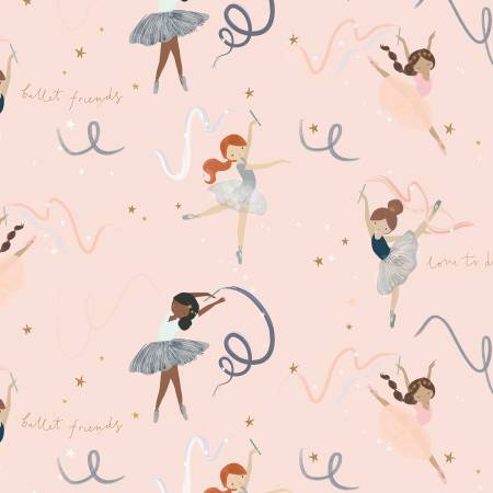 Last cut from bolt - 28" x width of fabric - Spin And Twirl - Main Ballerina - Riley Blake