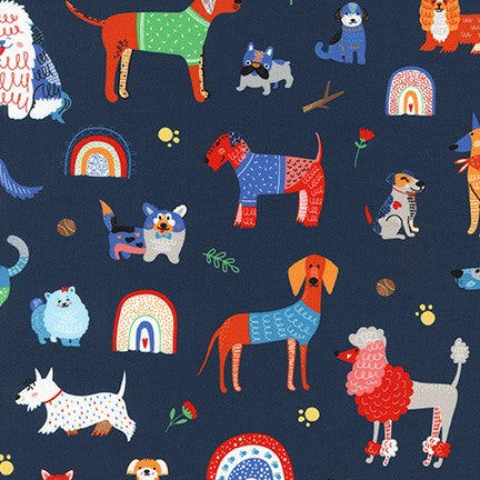 Moustaches et queues - Teckels (Weiner Dogs) dans Pulls on Navy - par Robert Kaufman