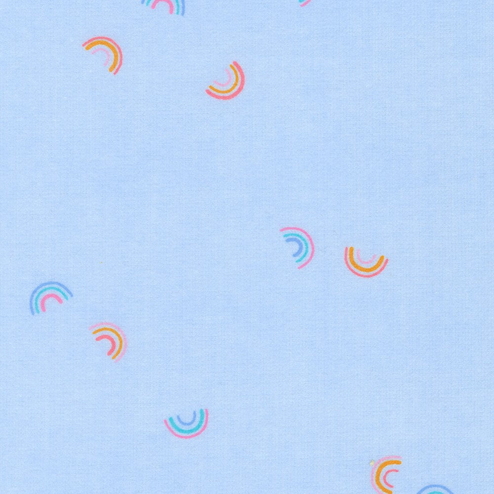 Flannel - Cozy Cotton Flannel - Rainbows - Cornflower - by Robert Kaufman