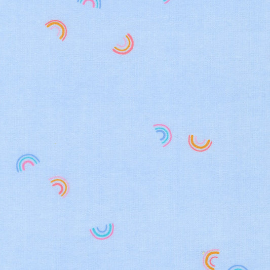 Flannel -  Cozy Cotton Flannel  - Rainbows - Cornflower -   by Robert Kaufman