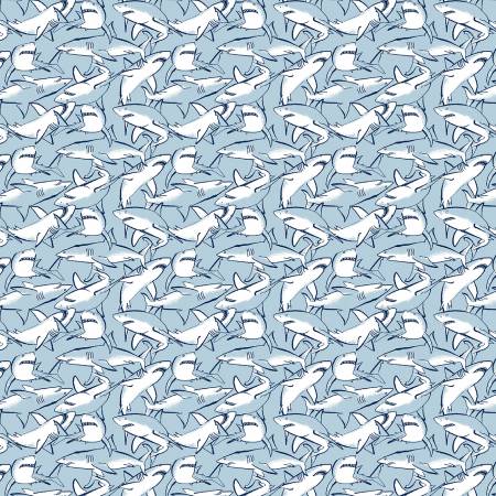 Dear Stella - Bootylicious Collection - Starlight Sharks - priced per half metre