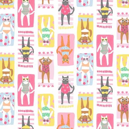 Dear Stella - Meowi Beach - Sassy Cats on the Beach - White