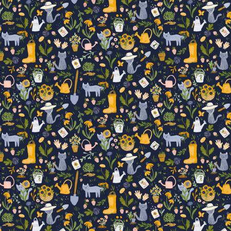 Dear Stella - Meant to Bee - Gardening Cats - Navy