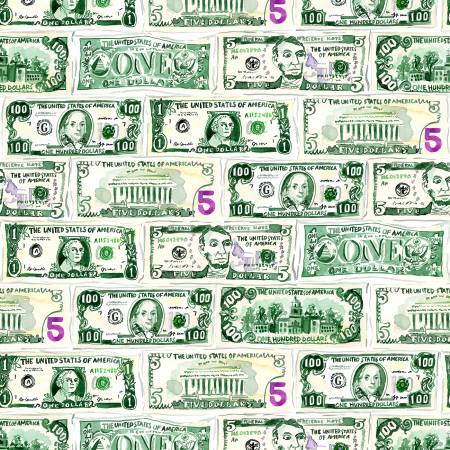 Dear Stella  -  Game Night  - Money - Green - Half Metre