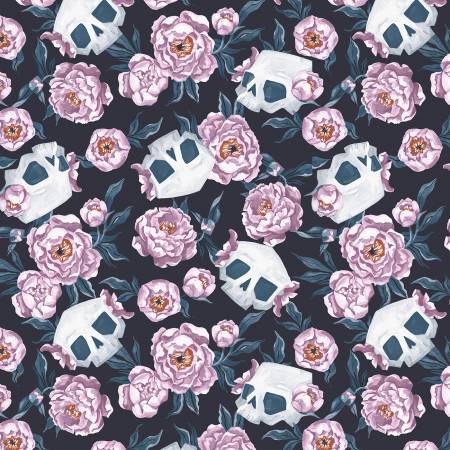 Dear Stella - Toil & Trouble - Skull Floral - Graphite