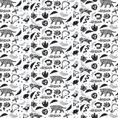 Last full yard x Width of fabric - Dear Stella - ABC Menagerie - Creatures - White