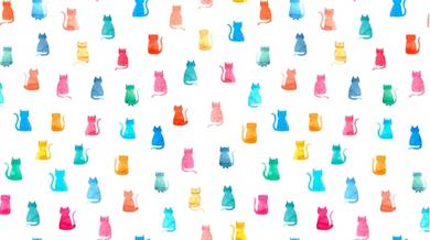 Last cut from bolt - approx 7.5” x width of fabric - Dear Stella - Meow's It Going? Hello Kitties - White