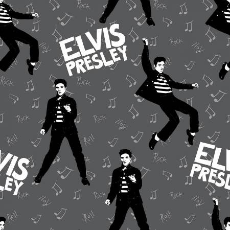 Springs Creative - Elvis King of Rock - Black and Gray