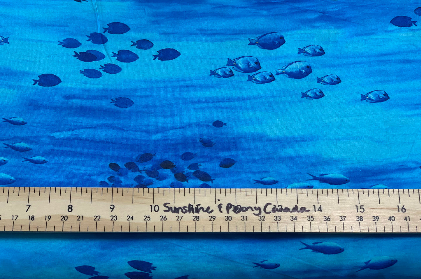 Back in stock - Robert Kaufman - Coral Canyon Fish - Lake - Priced per Half Metre