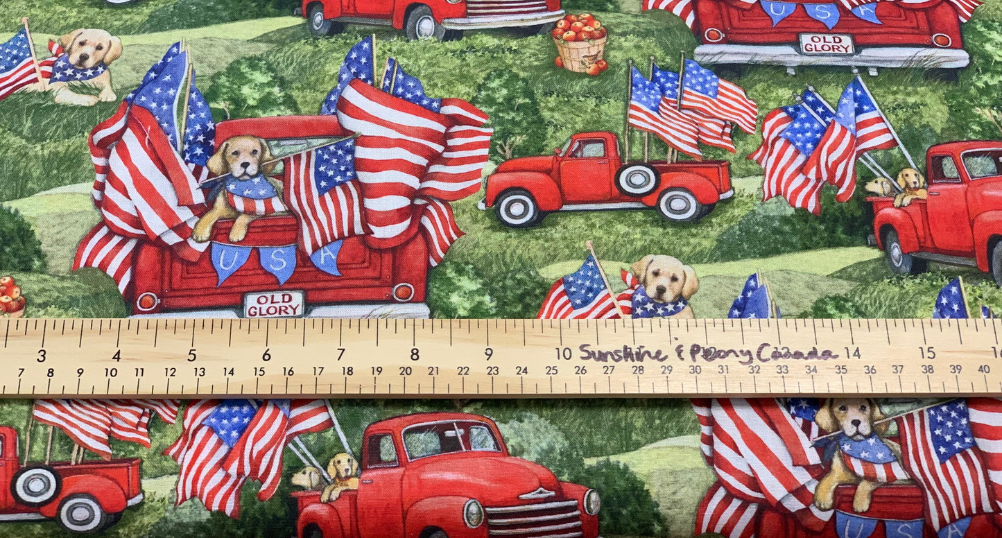 Springs Creative - American Patriotic Dogs in Red Truck