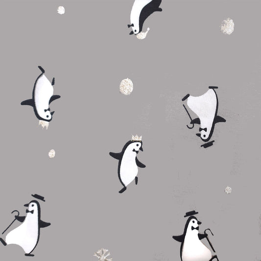 Knit - Katia Fabrics - Gold Penguins Xmas Jersey - Metallic - Priced by half metre