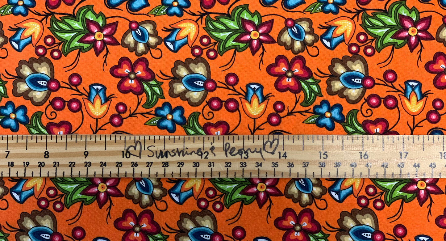 Last cut from bolt approx 13.5” x width of fabric -Shannon Gustafson - SG Floral 2 - Orange