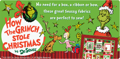 Back in stock - Panel - Robert Kaufman - Dr. Seuss - Grinch Holiday Panel - Giant Grinch