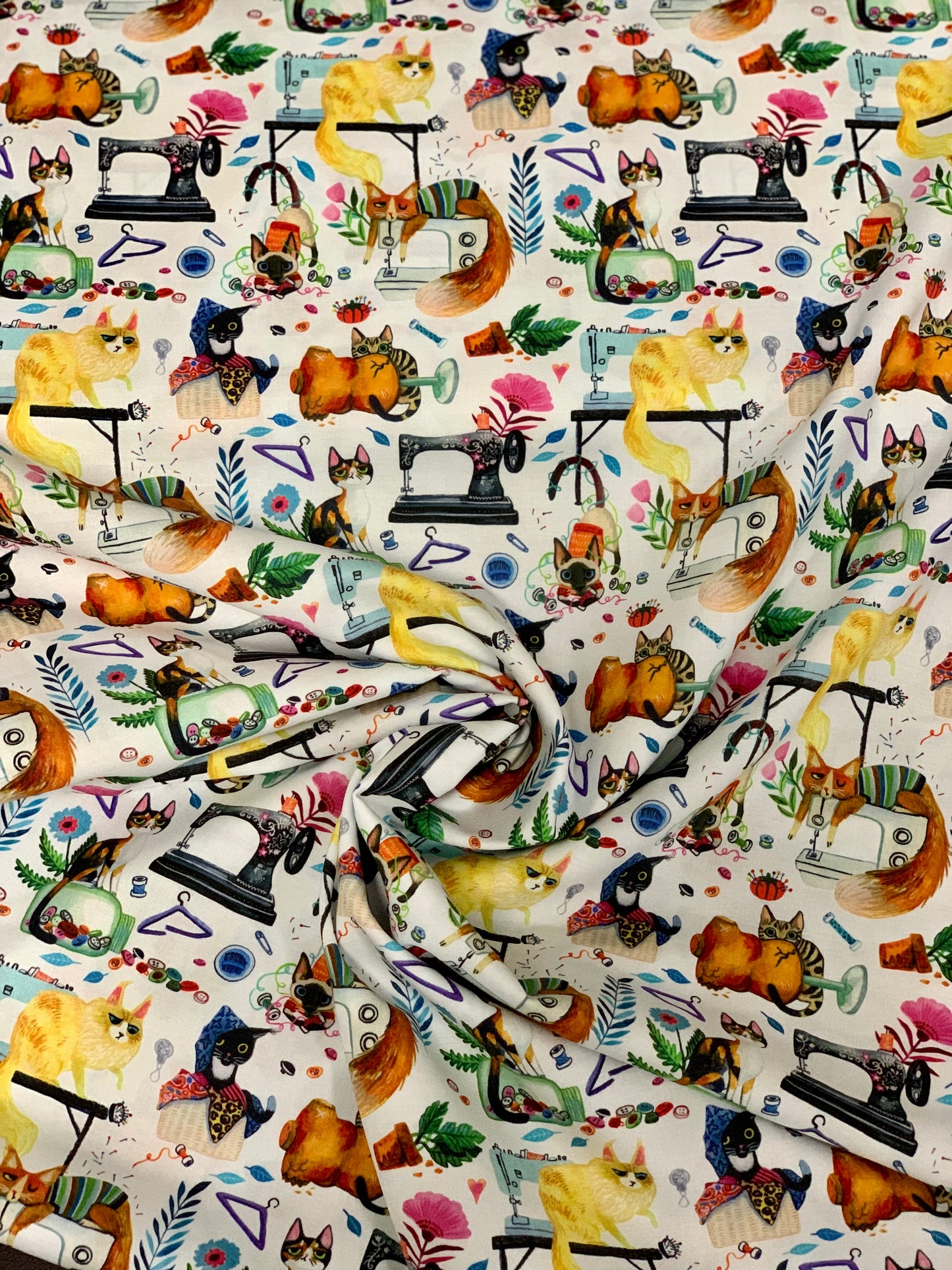 Last cut from bolt - Approx 13 " x Width of fabric - Dear Stella - Sew Mischievous - White