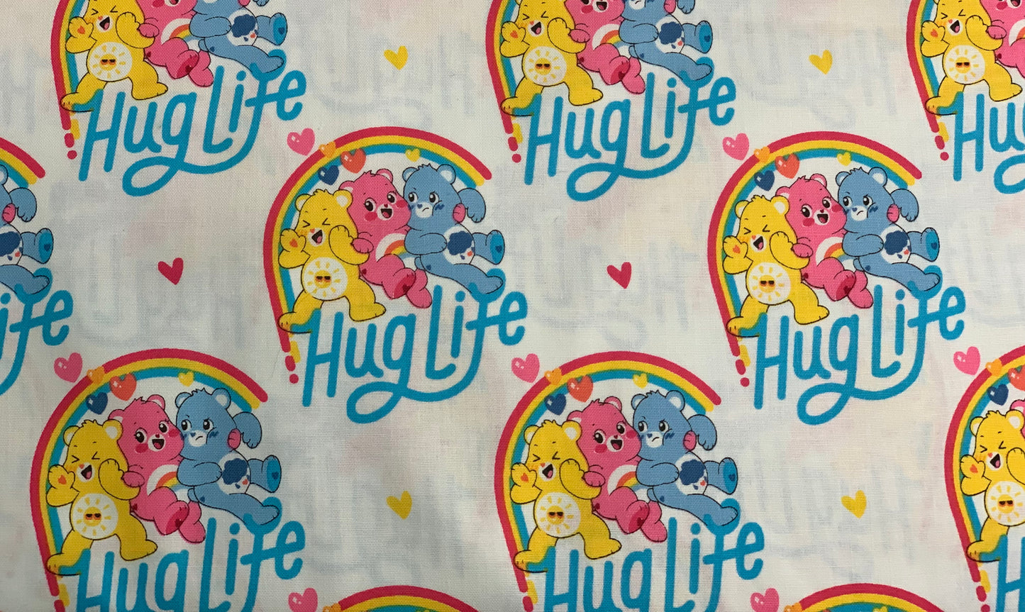 Last Cut approx 35.5" x Width of fabric - Care Bears Rainbow - Hug Life