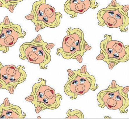 Last 24.5” x width of fabric - Camelot Fabrics - Disney’s The Muppets - Miss Piggy - White