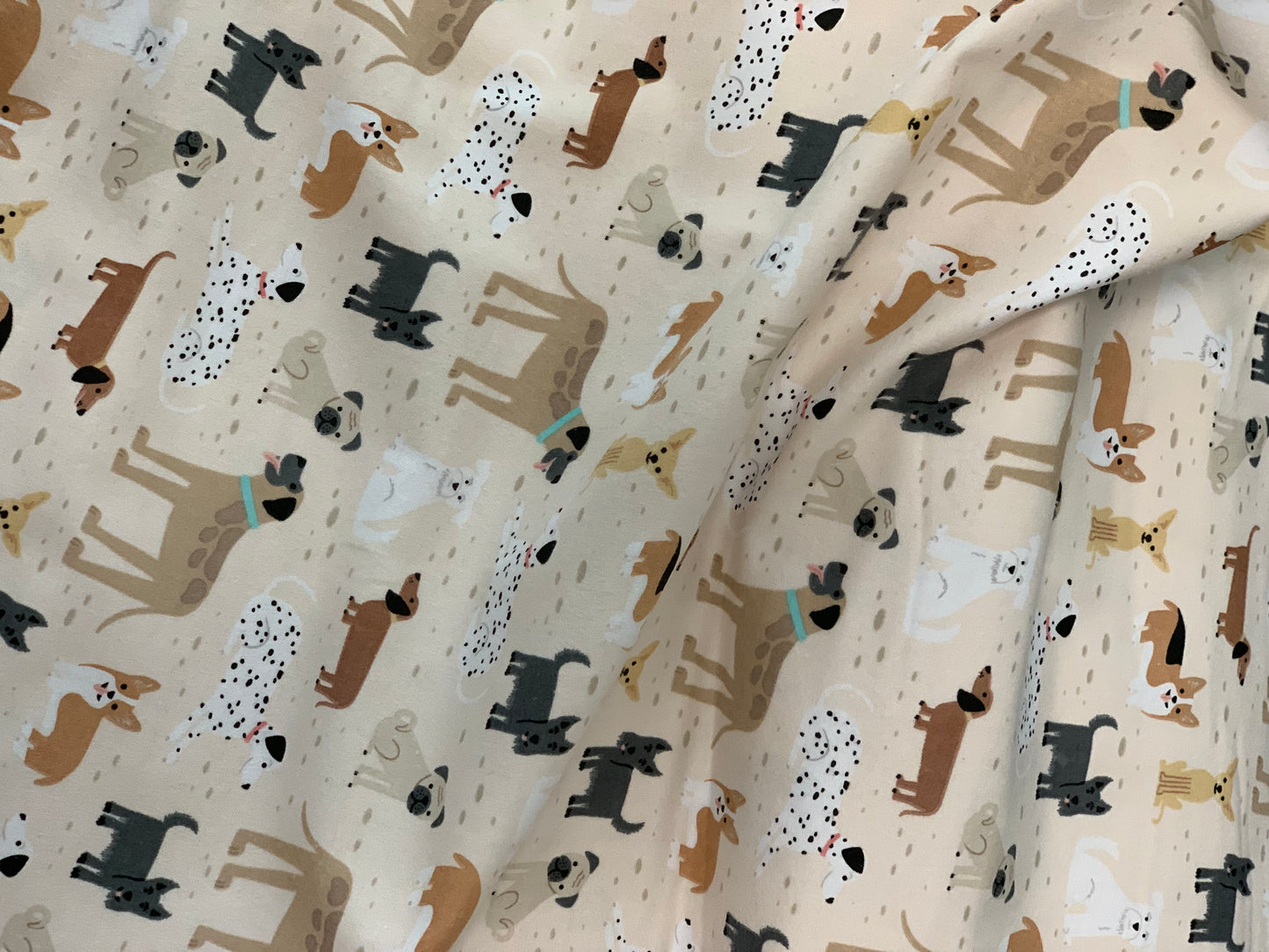 Back in Stock- Flannel - Beige Dogs Comfy Flannel - Double Brushed - Priced by the Half Metre
