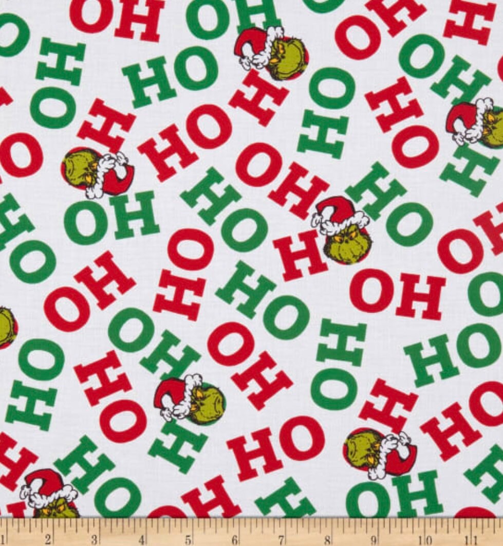 Back in Stock - Robert Kaufman - Grinch - How the Grinch Stole Christmas - Holiday Grinch - HO HO HO Ni
