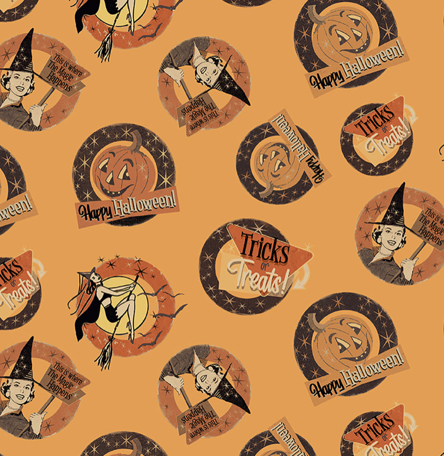 Clothworks - Retro Halloween  - Medallions - Orange