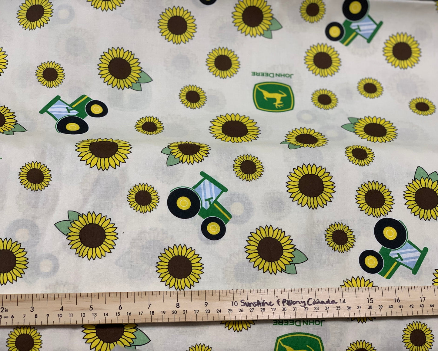 Last 33” x width of fabric - Springs Creative - John Deere - Sunflowers and Tractors -Toss