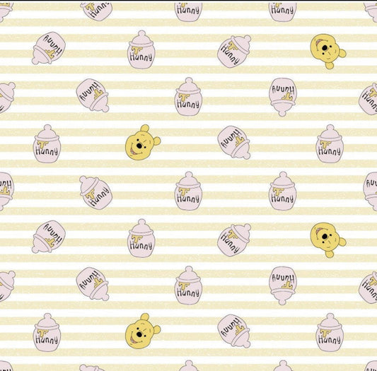 Last cut 18.5" x width of fabric - Springs Creative - Winnie the Pooh - Winnie the Pooh and Hunny - Stripes