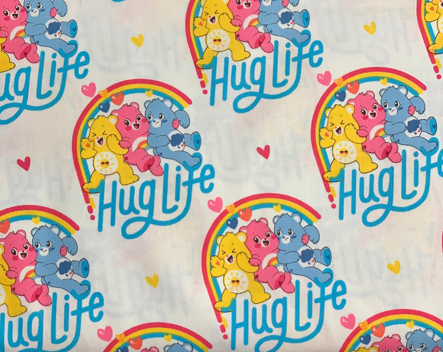 Last Cut approx 35.5" x Width of fabric - Care Bears Rainbow - Hug Life