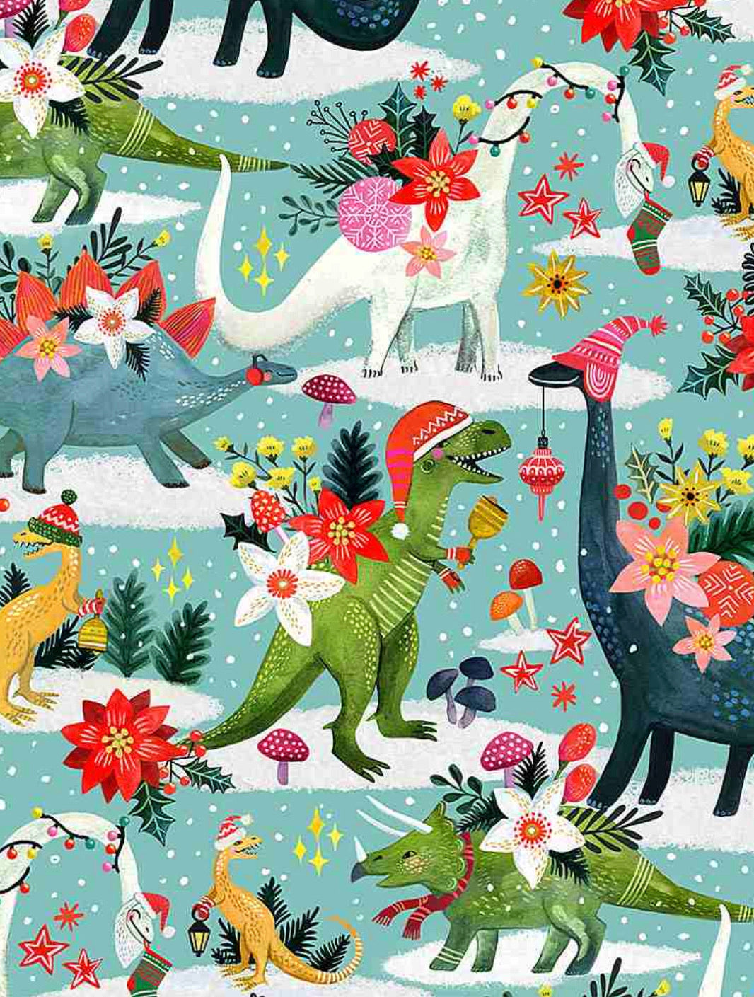 Last cut from bolt - Approx 17.5 " x Width of fabric - Dear Stella - Rebel without a Clause - Rawring Holidays