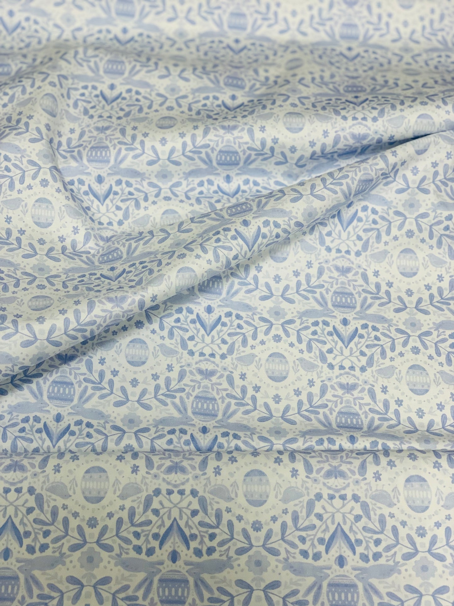 Dear Stella  -  Hop to It Collection by Clara Jean - Easter Folk Art Digitally Printed - White