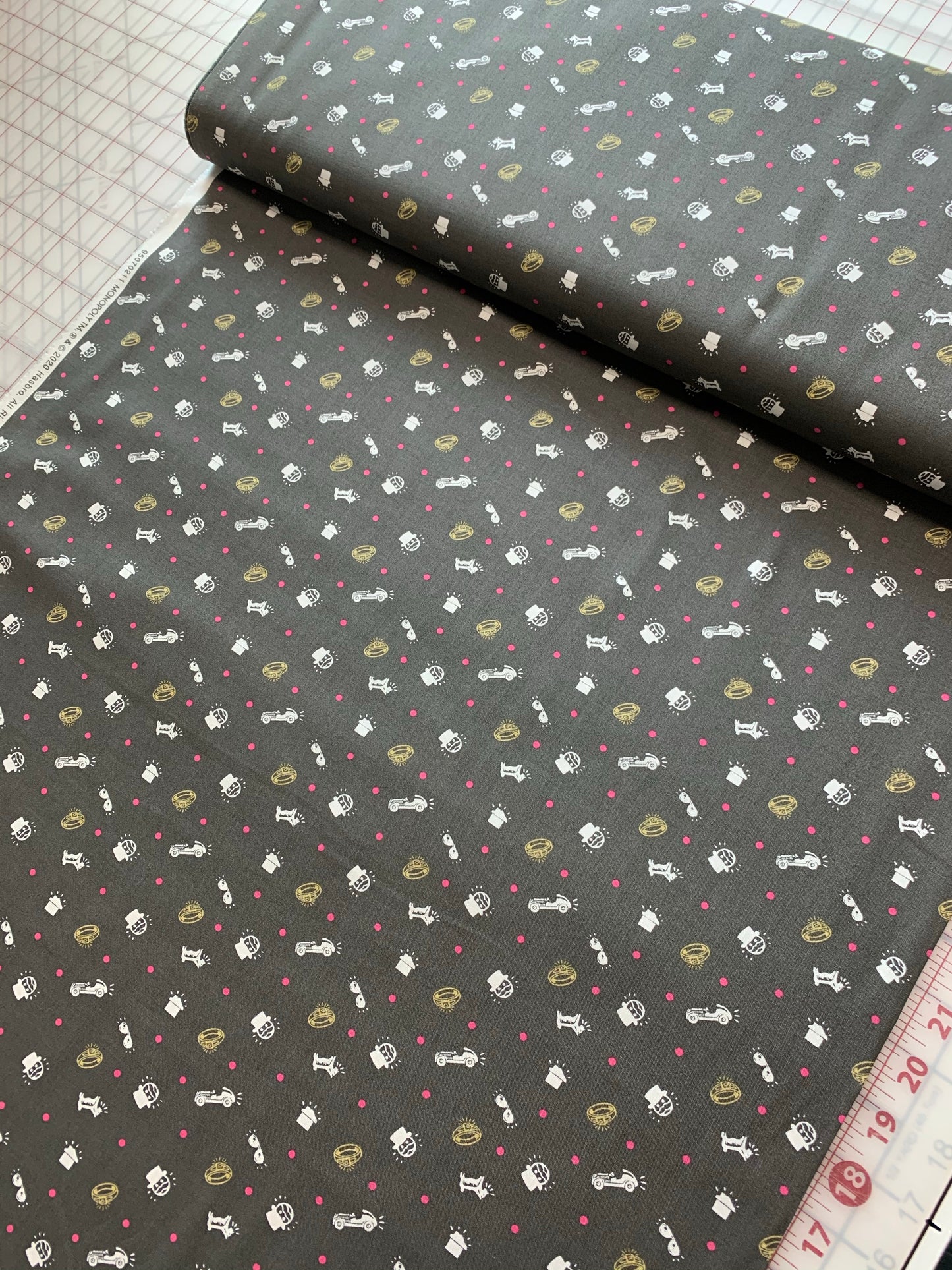 Camelot Fabrics – Monopoly – Tossed Game Tokens – Black