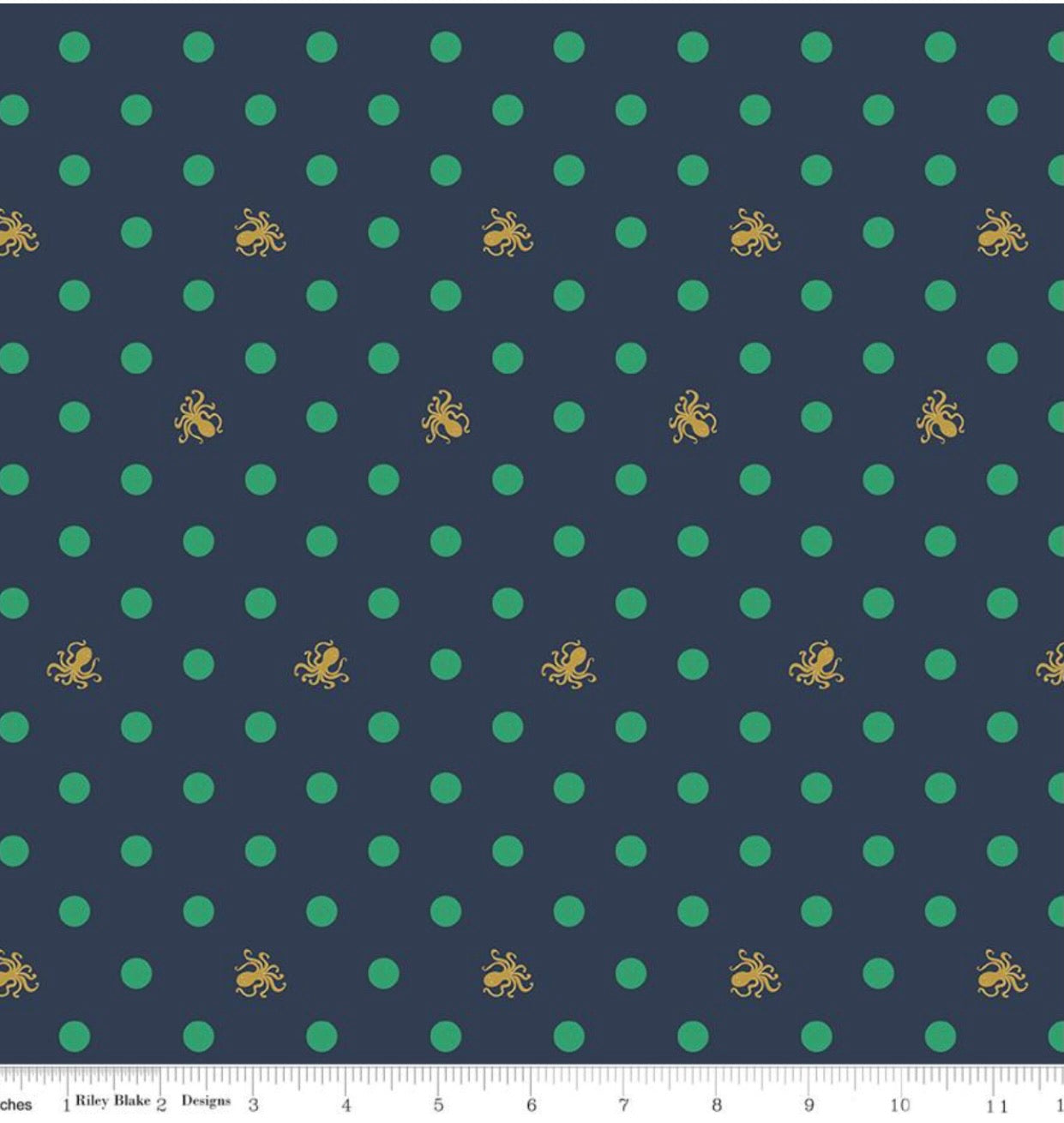 Ahoy! Mermaids Octo Dots - Navy - Riley Blake