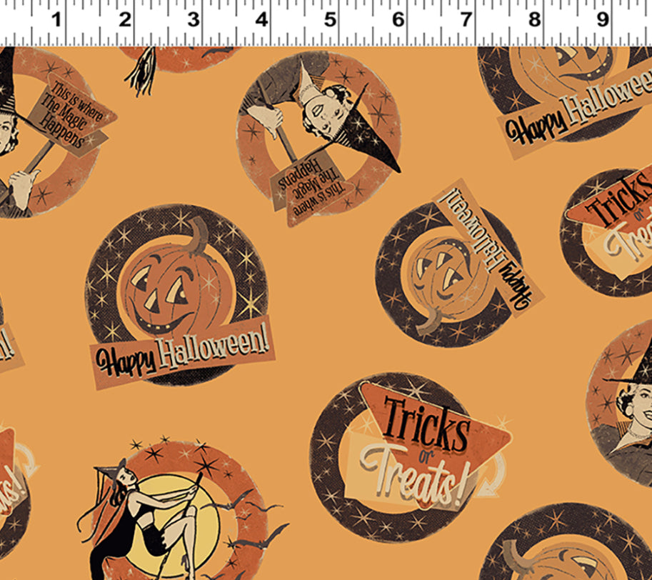 Clothworks - Retro Halloween  - Medallions - Orange