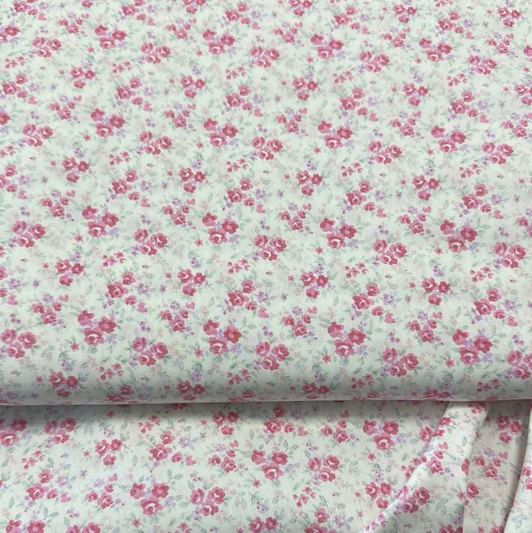 Last cut - 1 full metre - Petite garden - Vintage Pink Floral - by Sevenberry for Robert Kaufman Fabrics