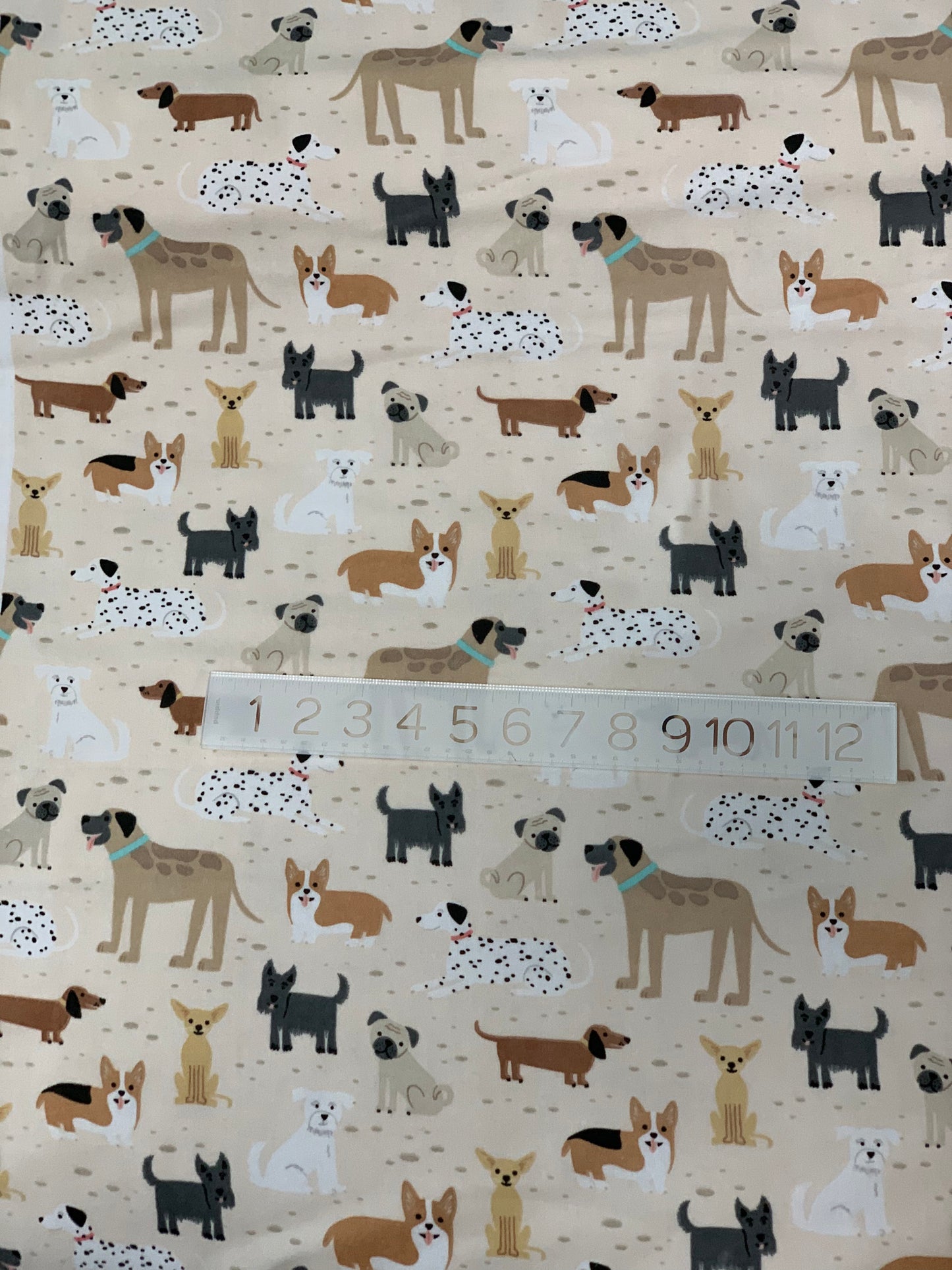 Back in Stock- Flannel - Beige Dogs Comfy Flannel - Double Brushed - Priced by the Half Metre