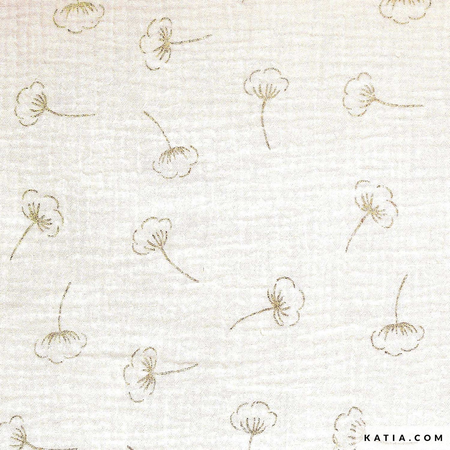 Katia - Mousseline Gold Collection - Double Gauze - Gold Cotton Flower Metallic - Autumn Winter 2021 Collection