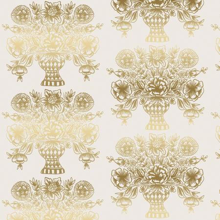 Rifle Paper Co.  For Cotton + Steel  - Meadow - Gold Metallic