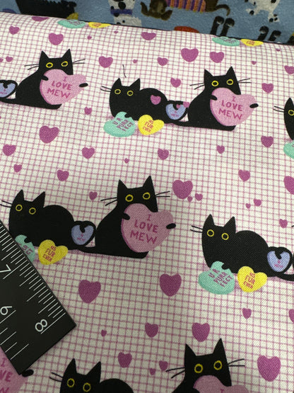 Dear Stella - I Love Mew -  White - from the Hugs N Purrs Collection by Leezaworks for Dear Stella - Priced by the Half Metre