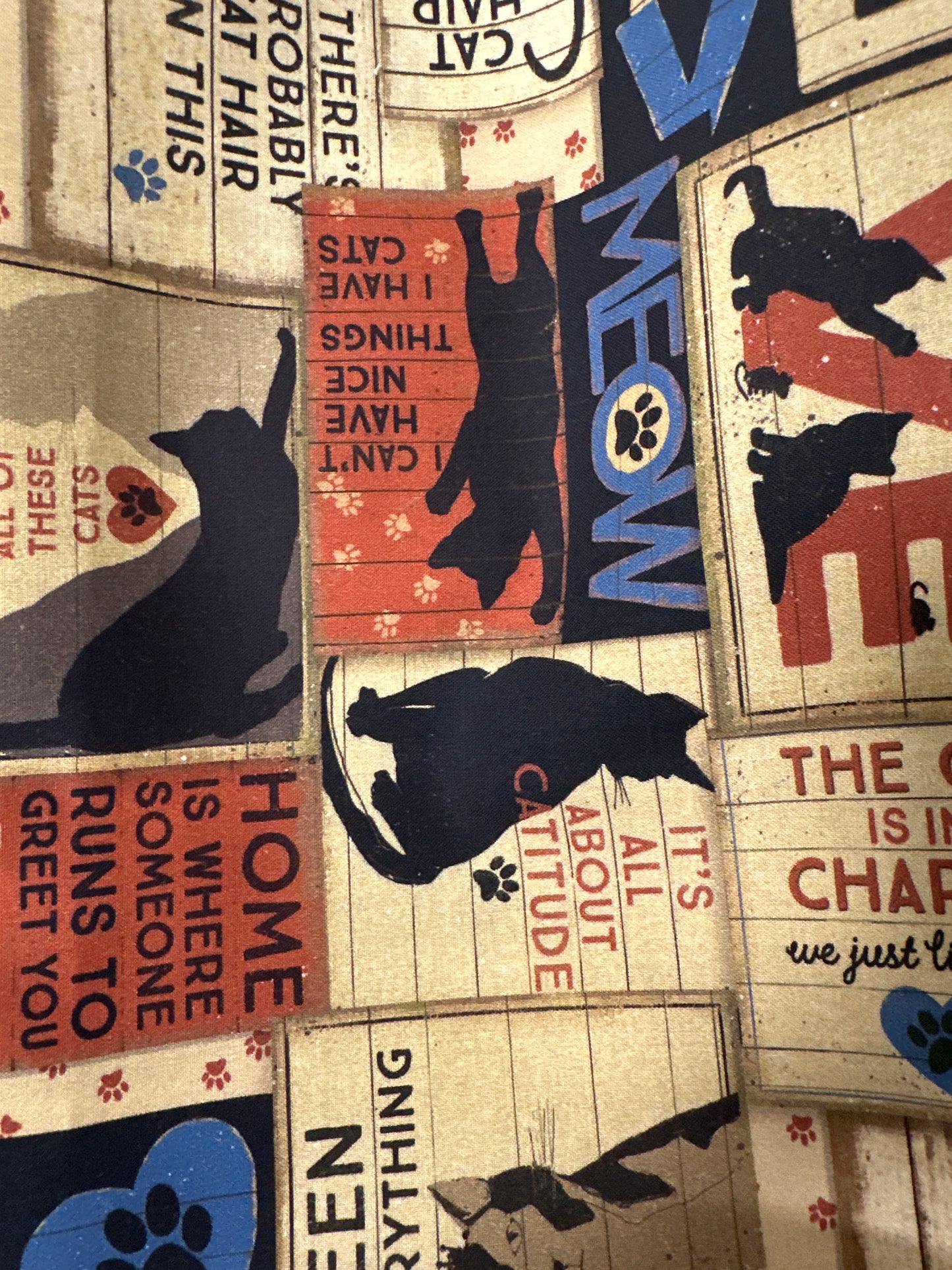 Last Cut from Bolt - approx 34” x width of fabric - Clothworks - Purrfection - Multi