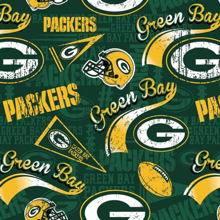 Équipes NFL - Coton des Packers de Green Bay - Vert - Par demi-mètre