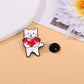 Enamel Pins - White Cat Winking with Bouquet of Hearts