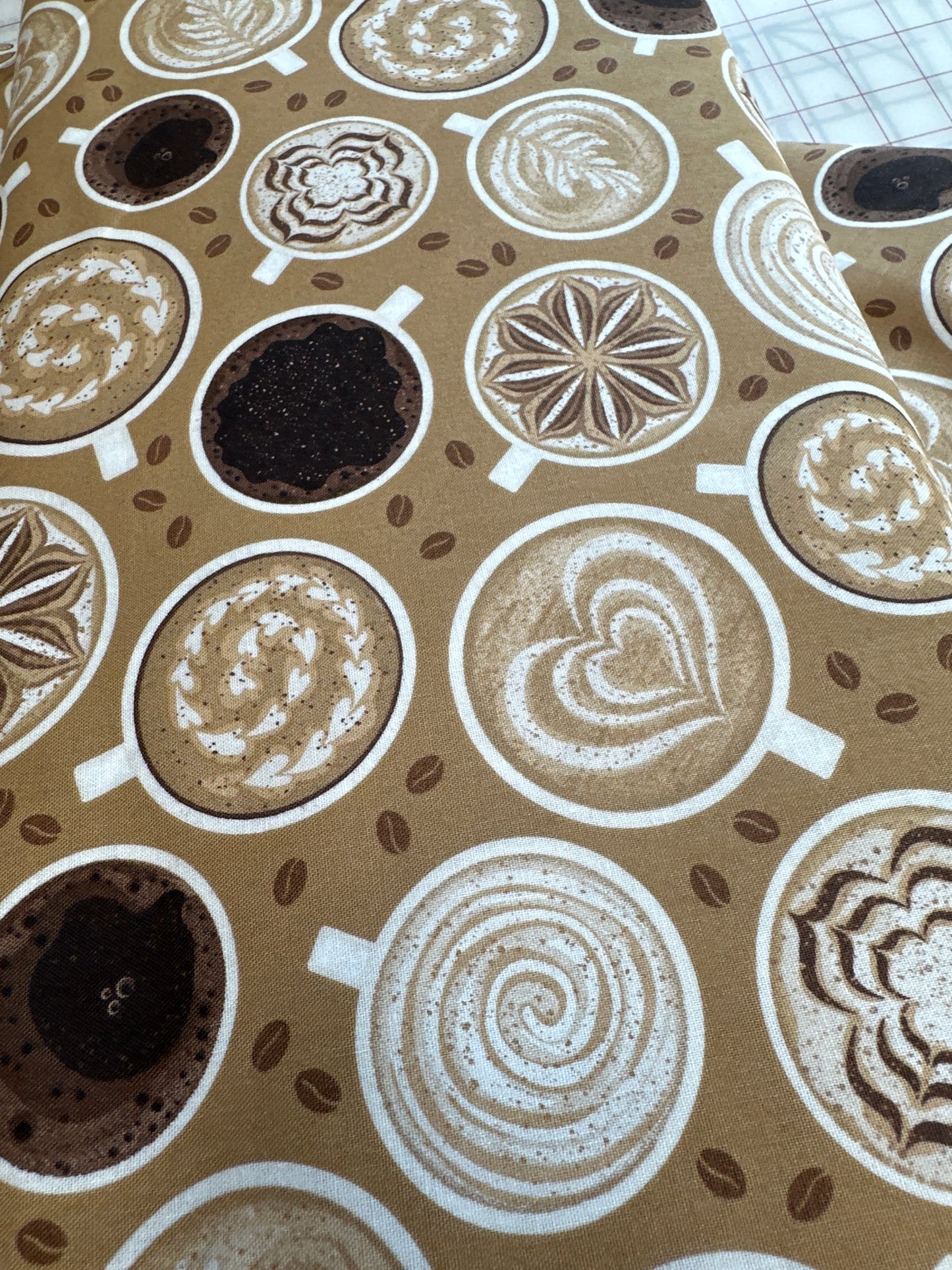 Coffee Art Allover - Latte by Wilmington Prints part of the Coffee Life Collection by Jennifer Pugh -  Priced per half metre