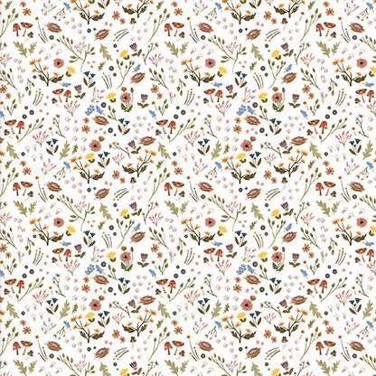 Tissu 3 Vœux - Forêt Cosy - Promenade Nature - Blanc